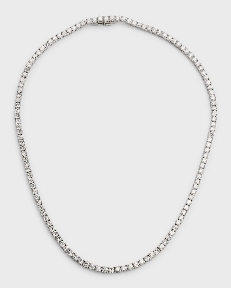 18K White Gold Diamond Tennis Necklace, 17"L, 18.60tcw