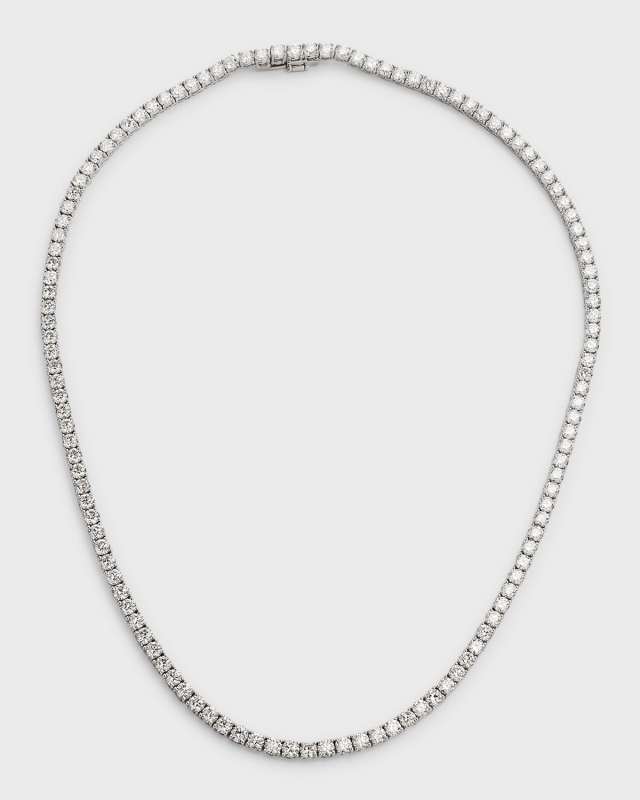 18K White Gold Diamond Tennis Necklace, 17"L, 18.60tcw