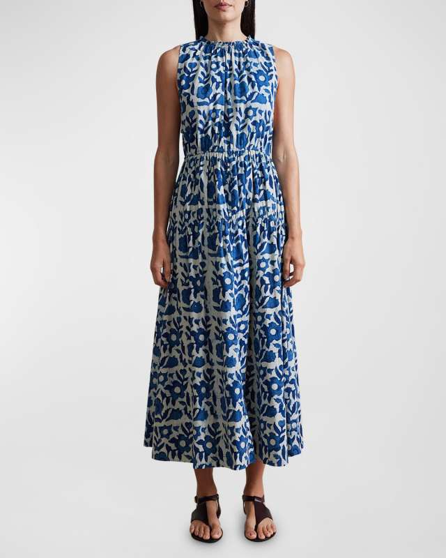 Arte Tiered Floral-Print Midi Tank Dress