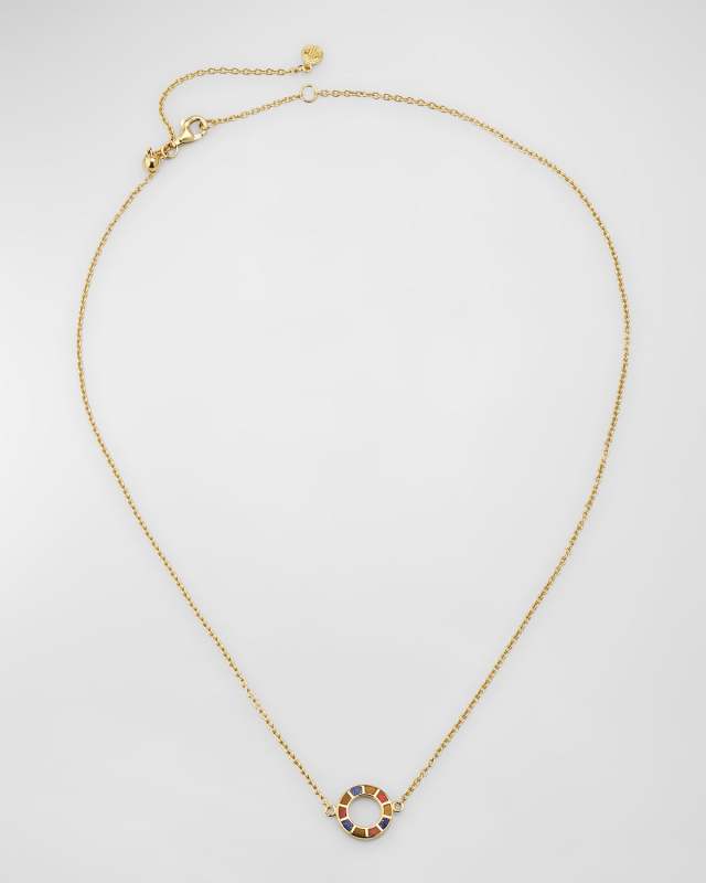 Lapis, Tigers Eye, and Carnelian Dash Circle Station Necklace