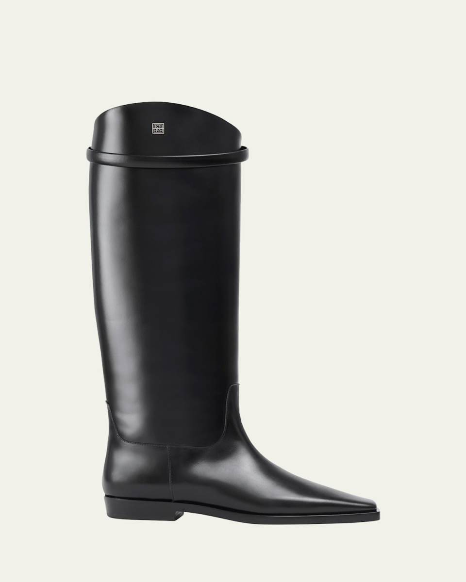 Square-Toe Leather Riding Boots
