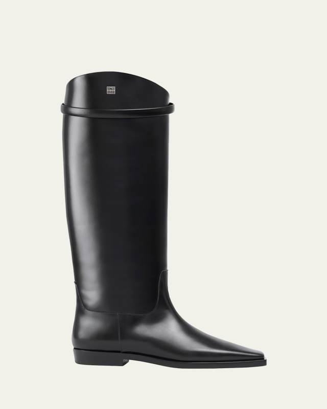 Square-Toe Leather Riding Boots