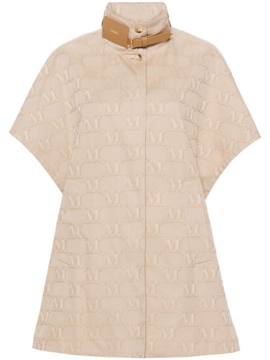 monogram-patterned cotton cape