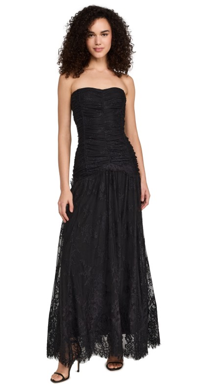 byTiMo Lace Rouching Gown Black