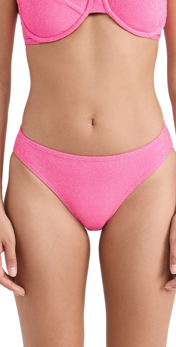 Good American Sparkle Low Rise Bikini Bottoms Knockout Pink001