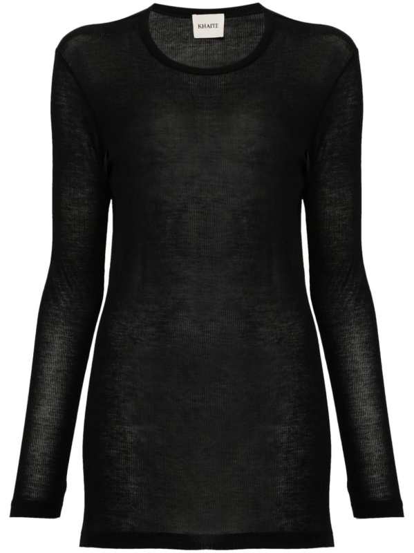 ribbed long-sleeve top