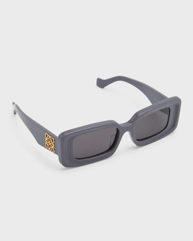 Havana Anagram Rectangle Acetate Sunglasses