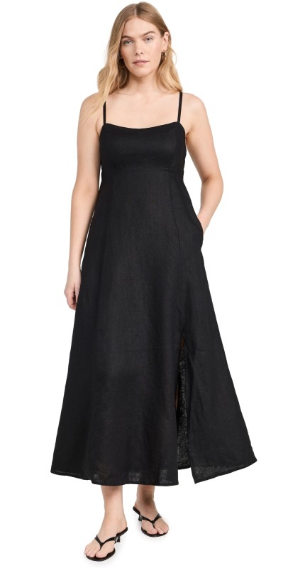 XIRENA Daryl Linen Dress Black
