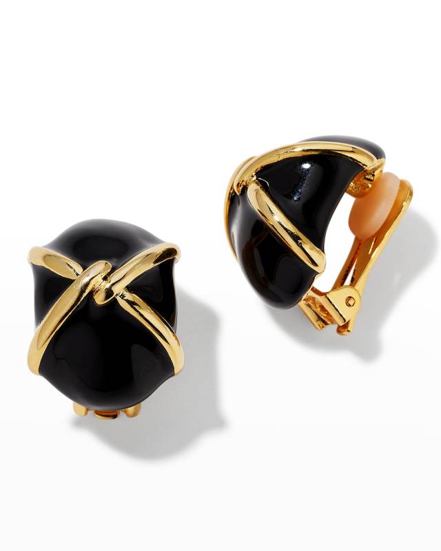 Black "X" Button Earrings