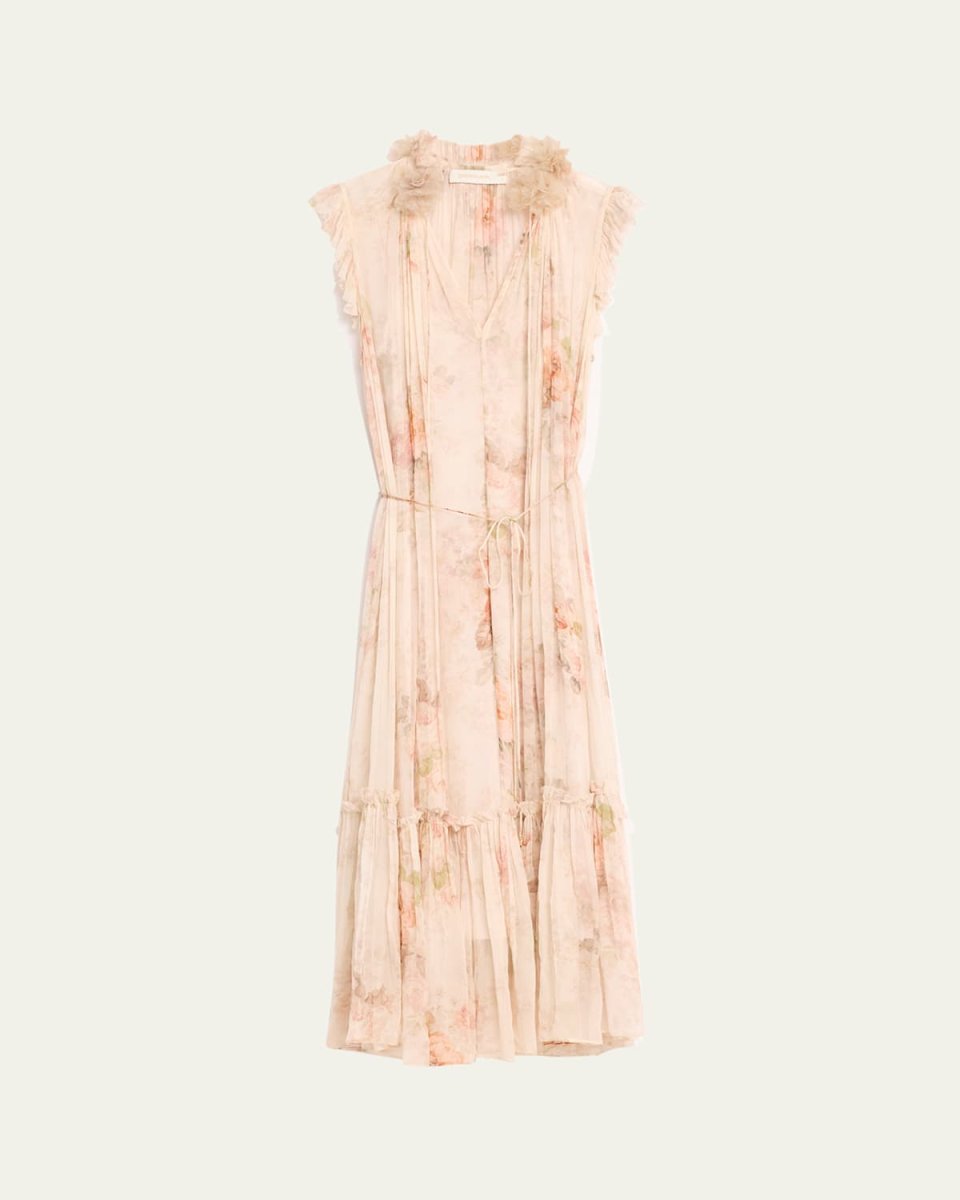 Illustration Floral Flutter Dress