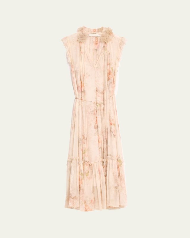 Illustration Floral Flutter Dress