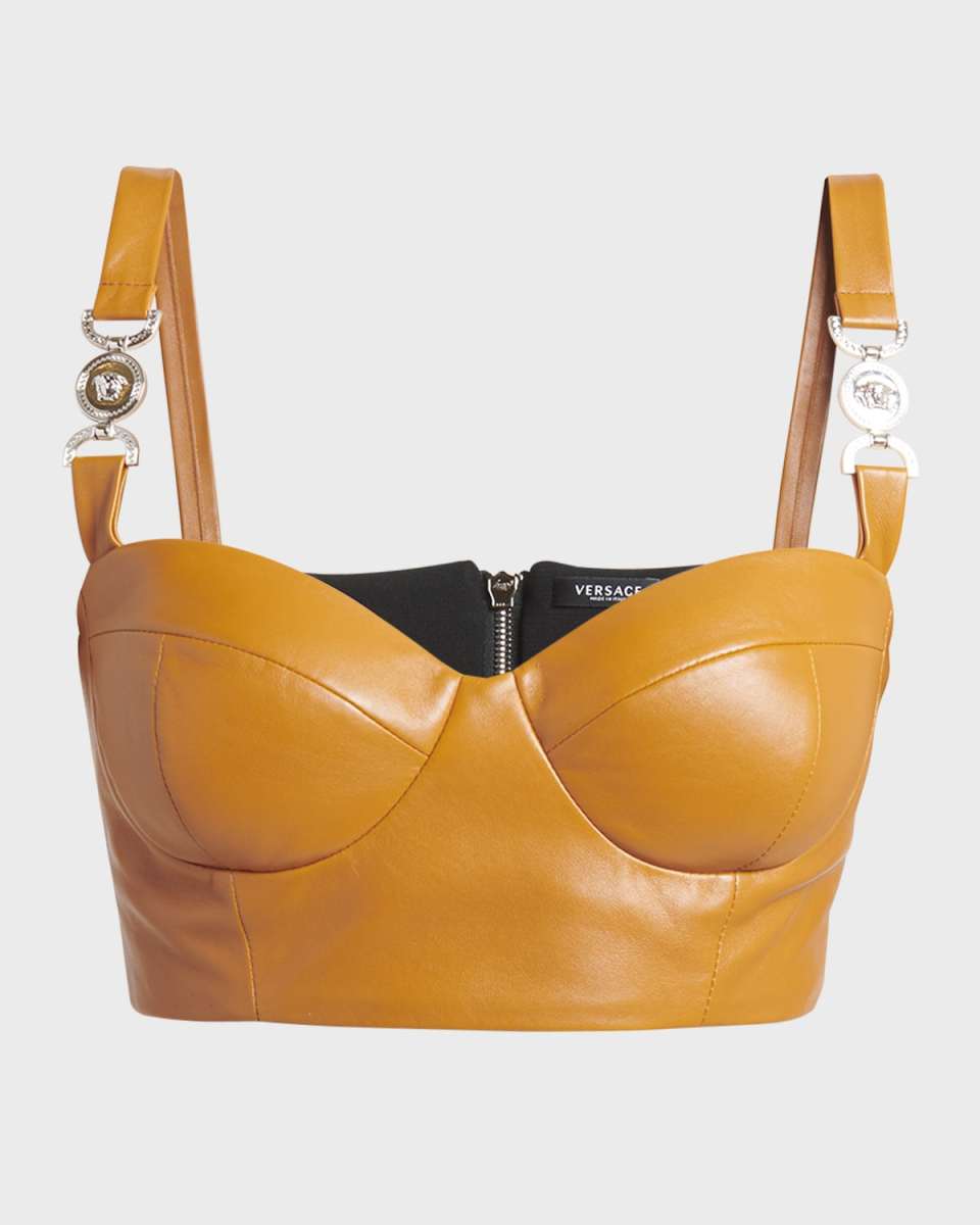 Plonge Leather Crop Bustier Top