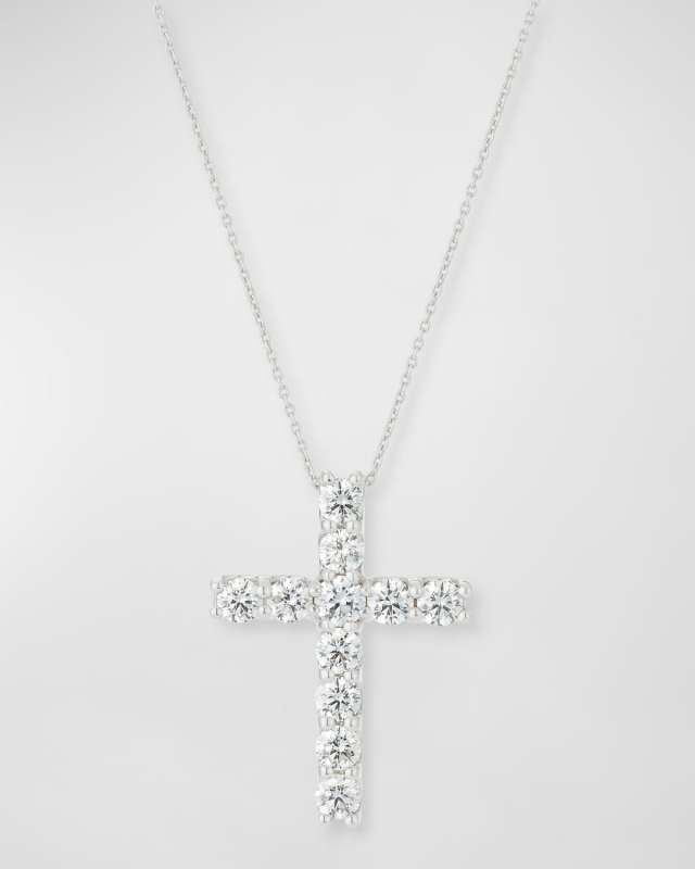18K White Gold Large Diamond Cross Necklace, 1.87tcw