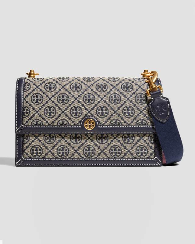 T Monogram Jacquard Shoulder Bag