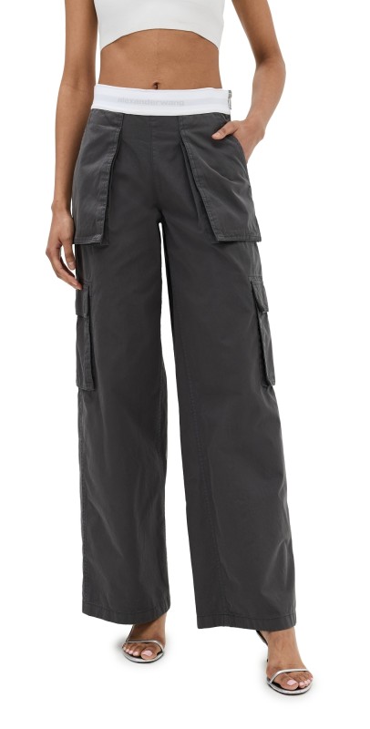 Alexander Wang Mid Rise Cargo Rave Pants Off Black