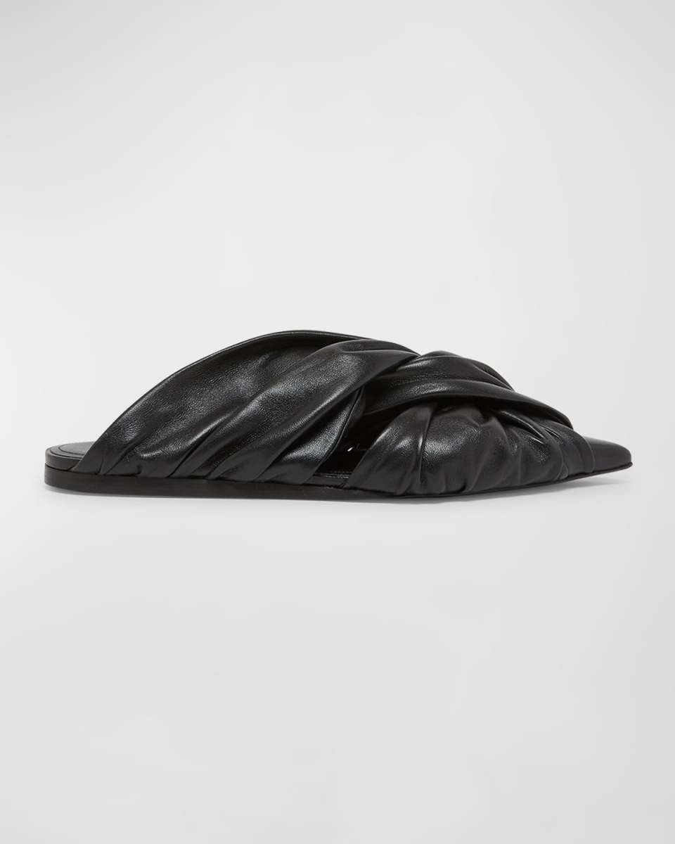 Show Twist Leather Ballerina Mules