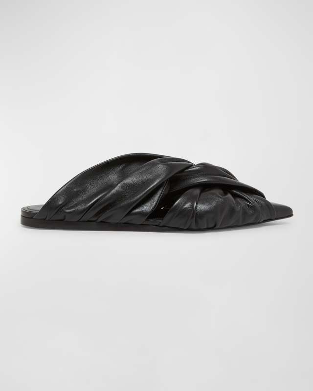 Show Twist Leather Ballerina Mules