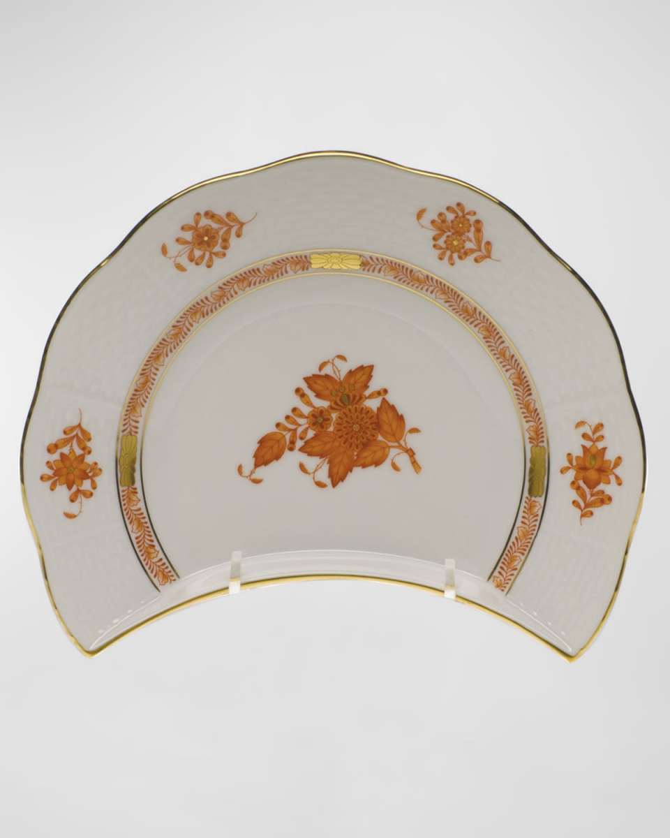 Chinese Bouquet Rust Crescent Salad Plate
