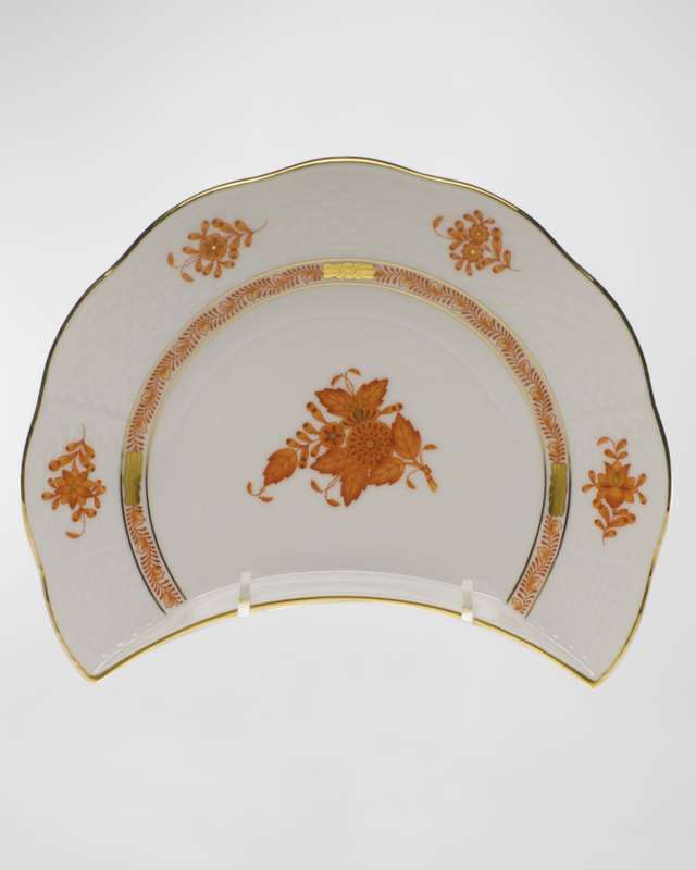 Chinese Bouquet Rust Crescent Salad Plate