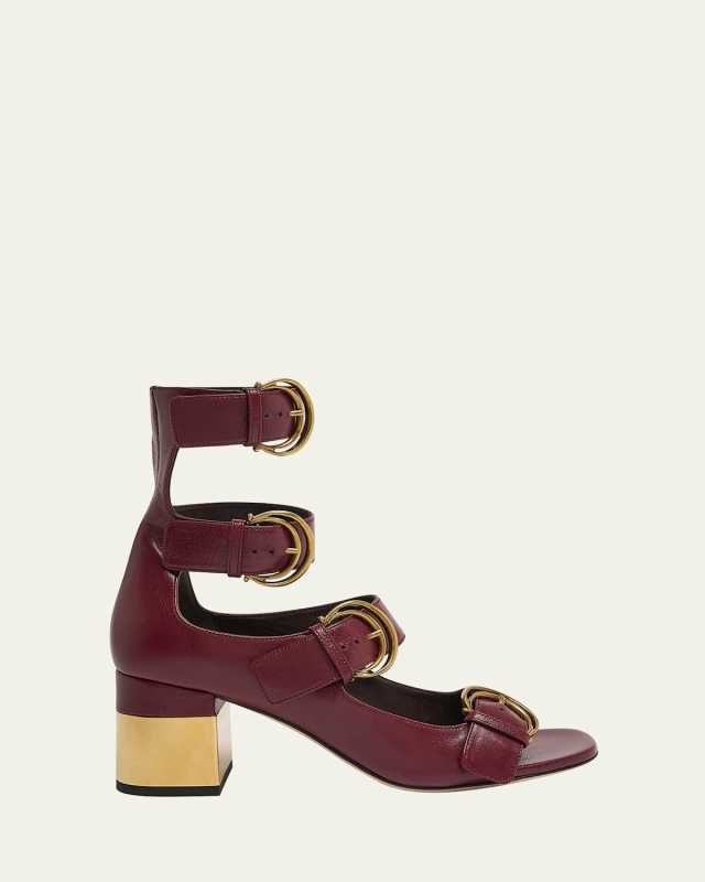 Alize Leather Four-Buckle Sandals