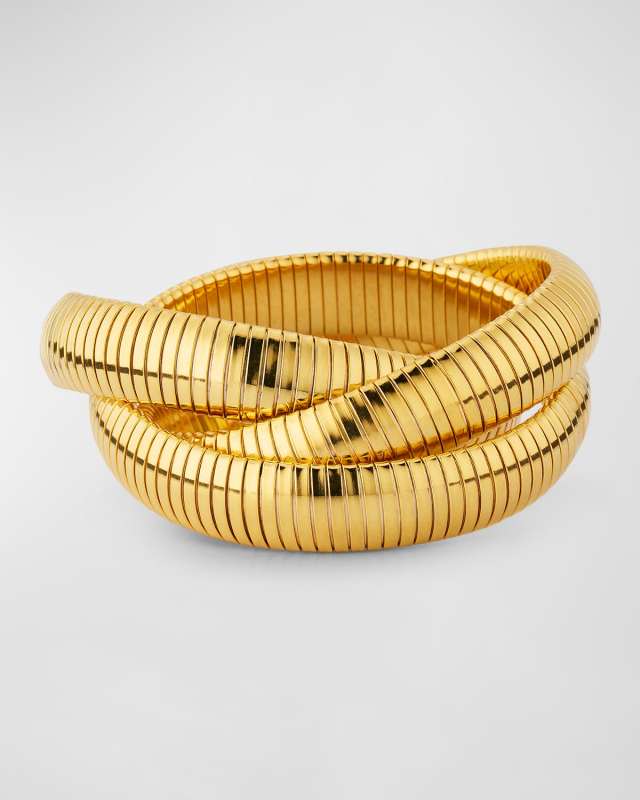 Wide Triple Snake Chain Slip On Bracelet