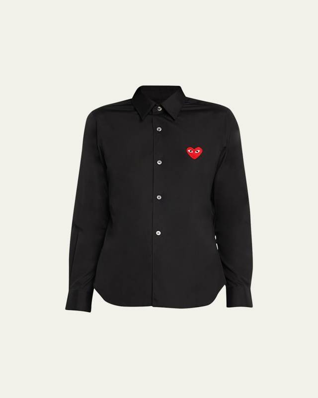 Logo-Patch Woven Cotton Button-Front Shirt