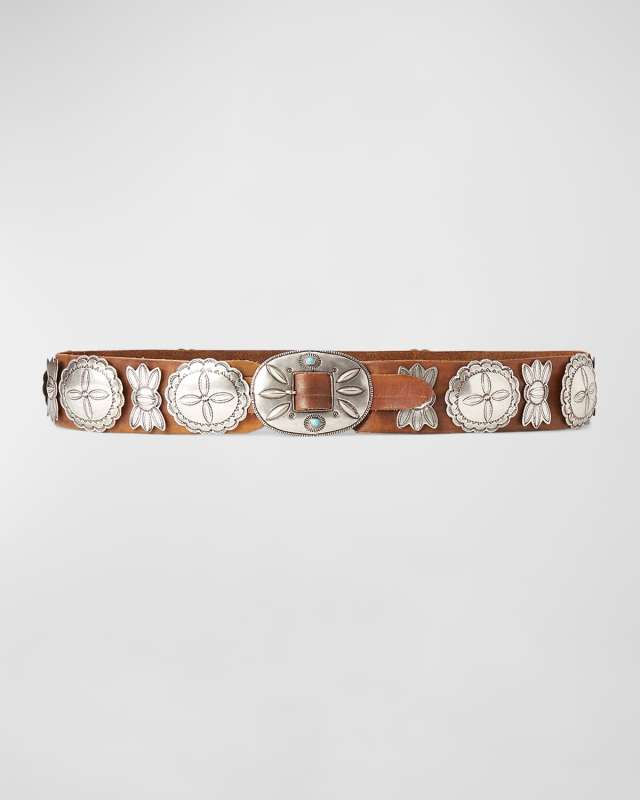 Casted Concho Leather Belt