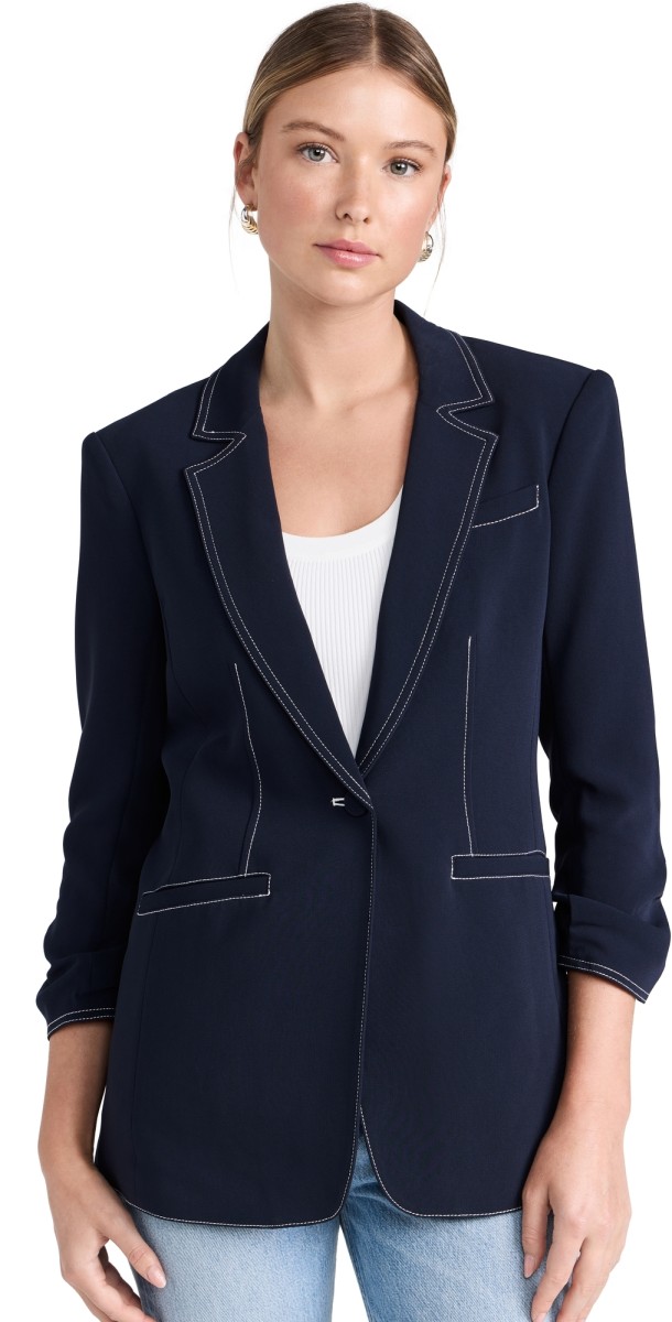 Cinq à Sept Crepe Khloe Blazer Navy/Ivory