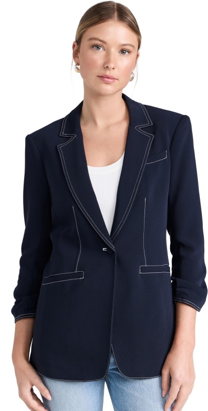 Cinq à Sept Crepe Khloe Blazer Navy/Ivory