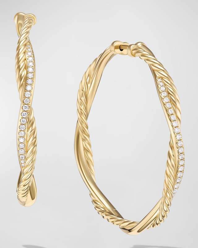 Petite Infinity Hoop Earrings in 18K Gold with Diamonds, 4mm, 1.65"L
