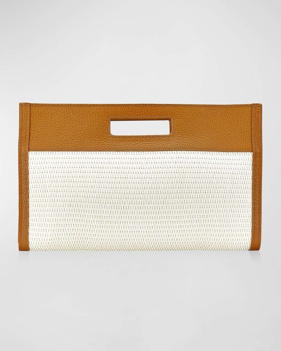 Remy Raffia & Leather Clutch Bag
