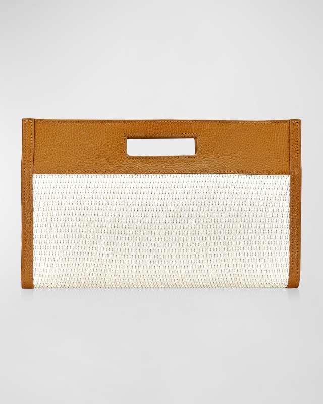Remy Raffia & Leather Clutch Bag
