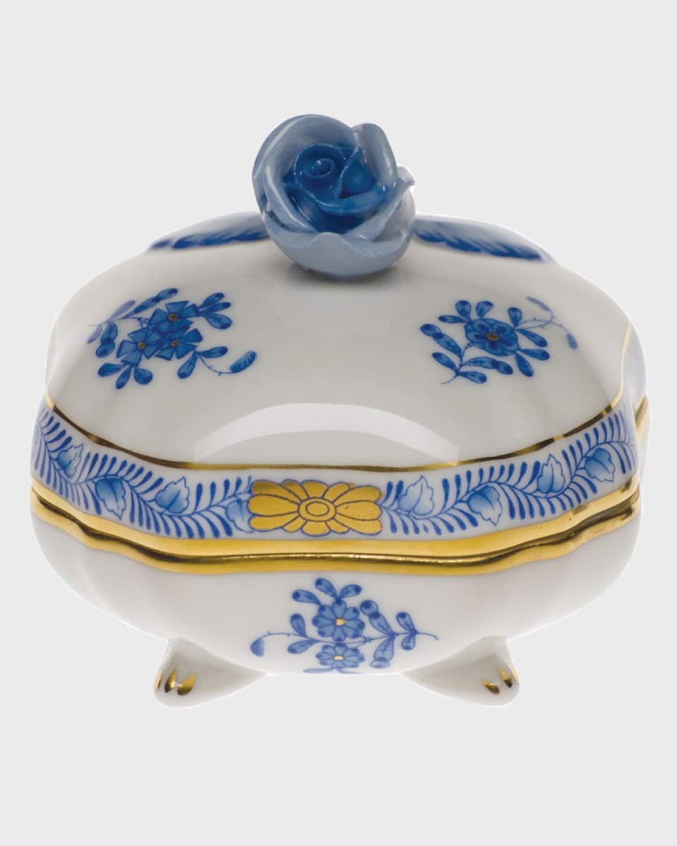 Chinese Bouquet Blue Covered Bonbon with Rose