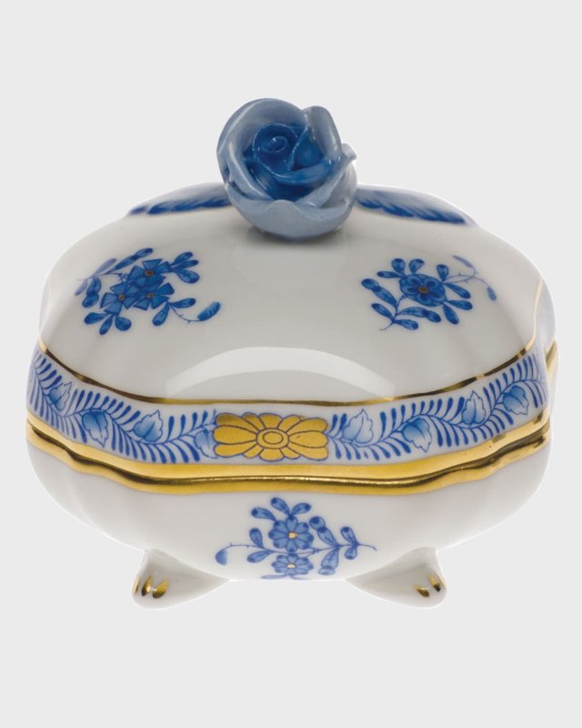 Chinese Bouquet Blue Covered Bonbon with Rose