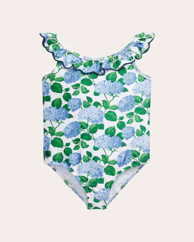 Girl's Floral One-Piece Swimsuit, Size 2-4