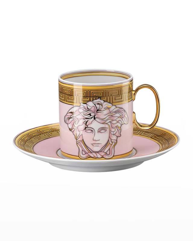 Medusa Amplified Pink Coin Coffee Cup and Saucer 6 in