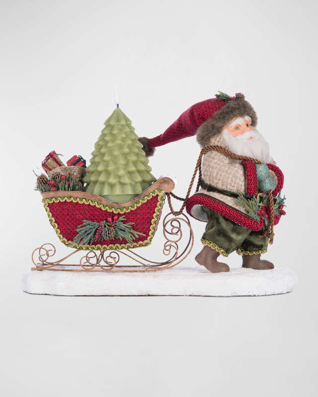 North Country Santa Pulling Sleigh Candle Holder