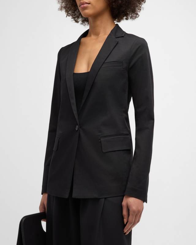 Single-Button Cotton Gabardine Jacket