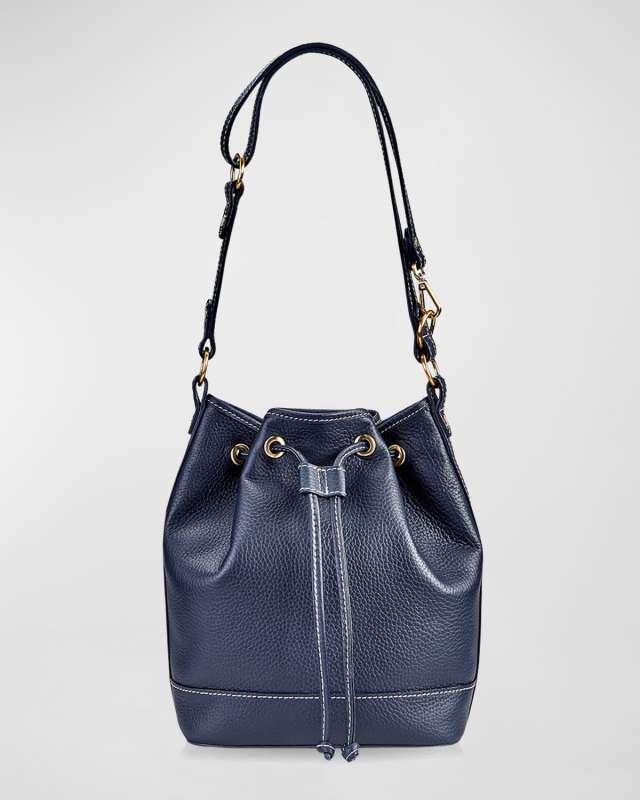 Cassie Drawstring Leather Bucket Bag
