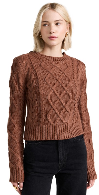 English Factory Texture Cable Sweater Chocolate