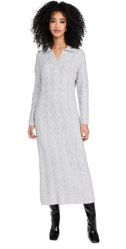 525 Johnny Collar Cable Dress Cream