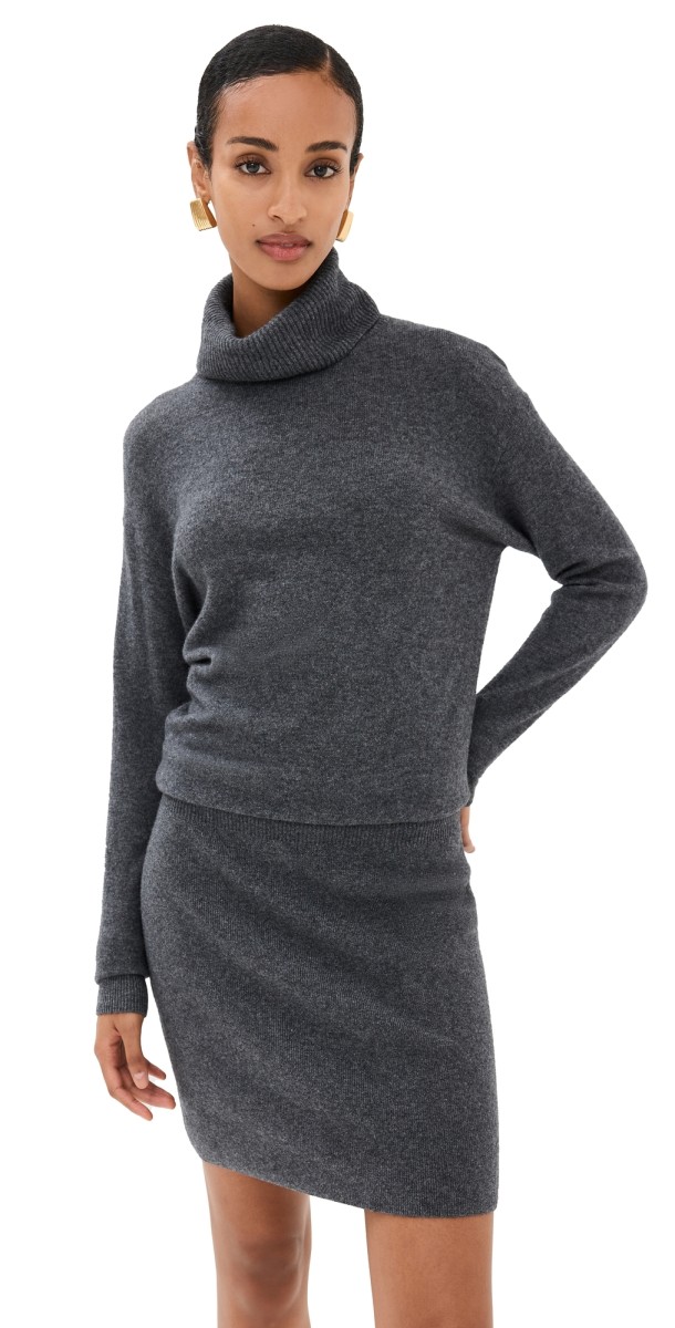 Veronica Beard Cassidy Turtleneck Mini Dress Charcoal