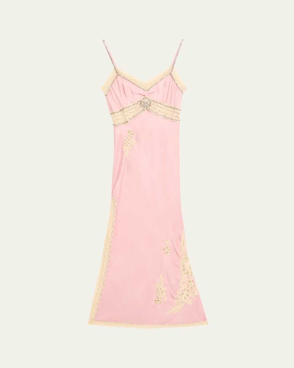 Valea Embellished Satin Midi Dress