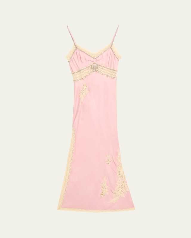 Valea Embellished Satin Midi Dress