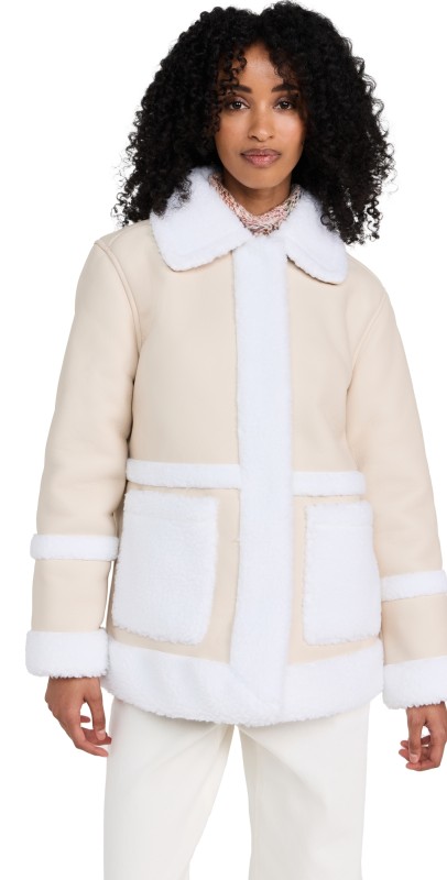 Avec Les Filles Snap Front Coat Mink/Beige