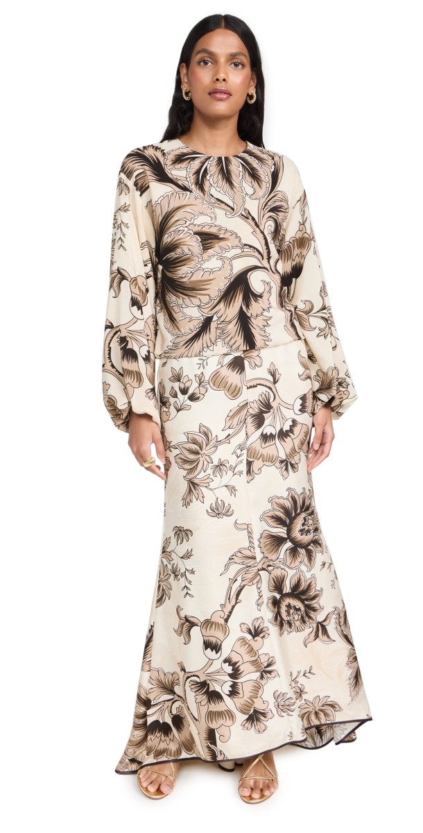 F. R.S For Restless Sleepers Arianna Dress Palm And Renaissance Flowers