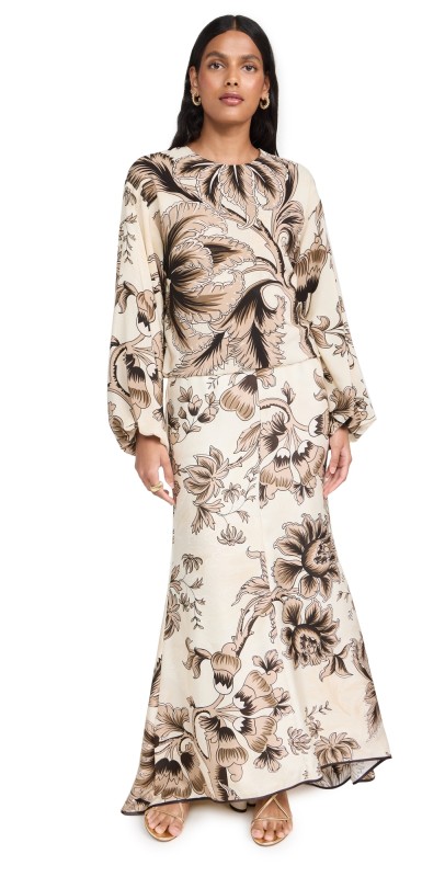 F. R.S For Restless Sleepers Arianna Dress Palm And Renaissance Flowers
