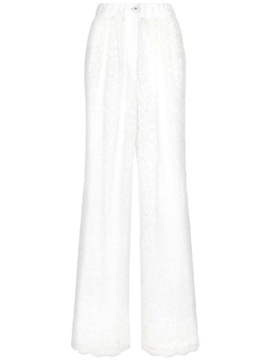 floral-lace long-length palazzo pants