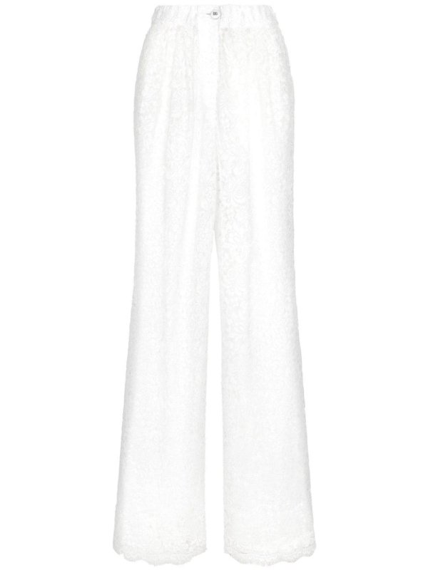 floral-lace long-length palazzo pants