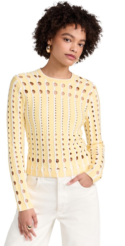 SIMKHAI Tiana Long Sleeve Top Sulfur Multi
